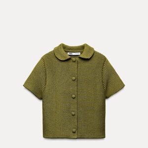Zara Chunky short sleeve cardigan - green - size small - new